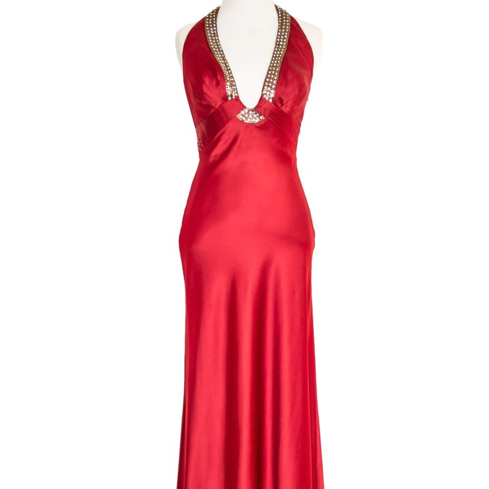 JOVANI Red Gown Dress Evening Formal Prom Rhinestone beads Small New 495$
